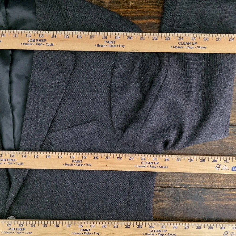 Stafford‎ Essentials Men's Sport Coat Blazer Two Button Gray Poly Wool Blend 48R